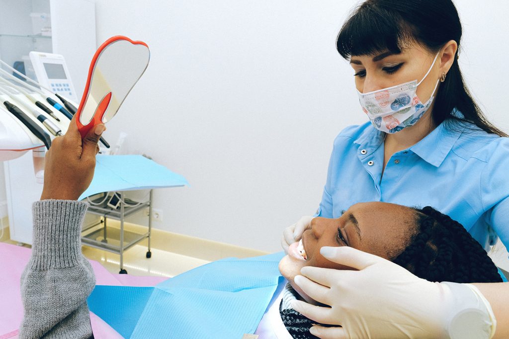 Photo of a woman having a dental check up